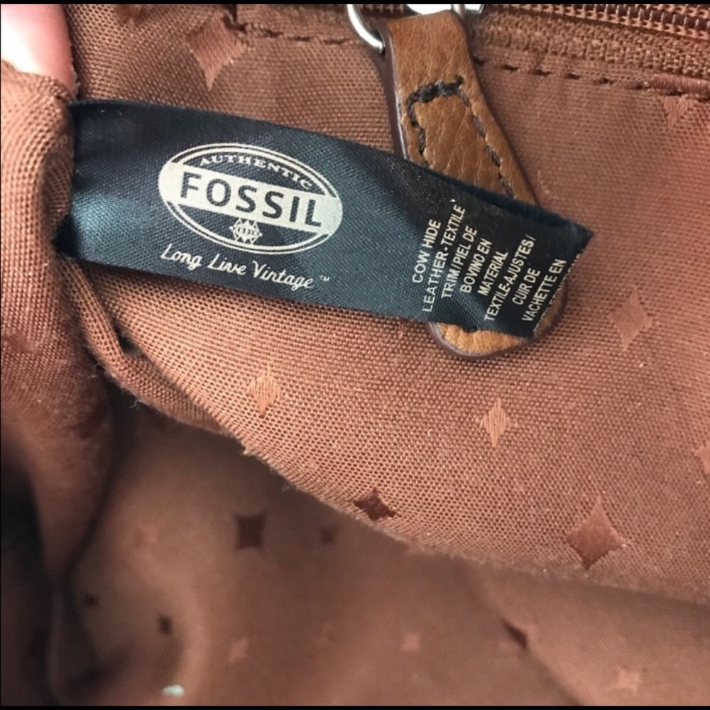 Fossil Long Live Vintage Rich Tan Rugged Leather Tote Carryall Shoulder Bag - Picture 14 of 15